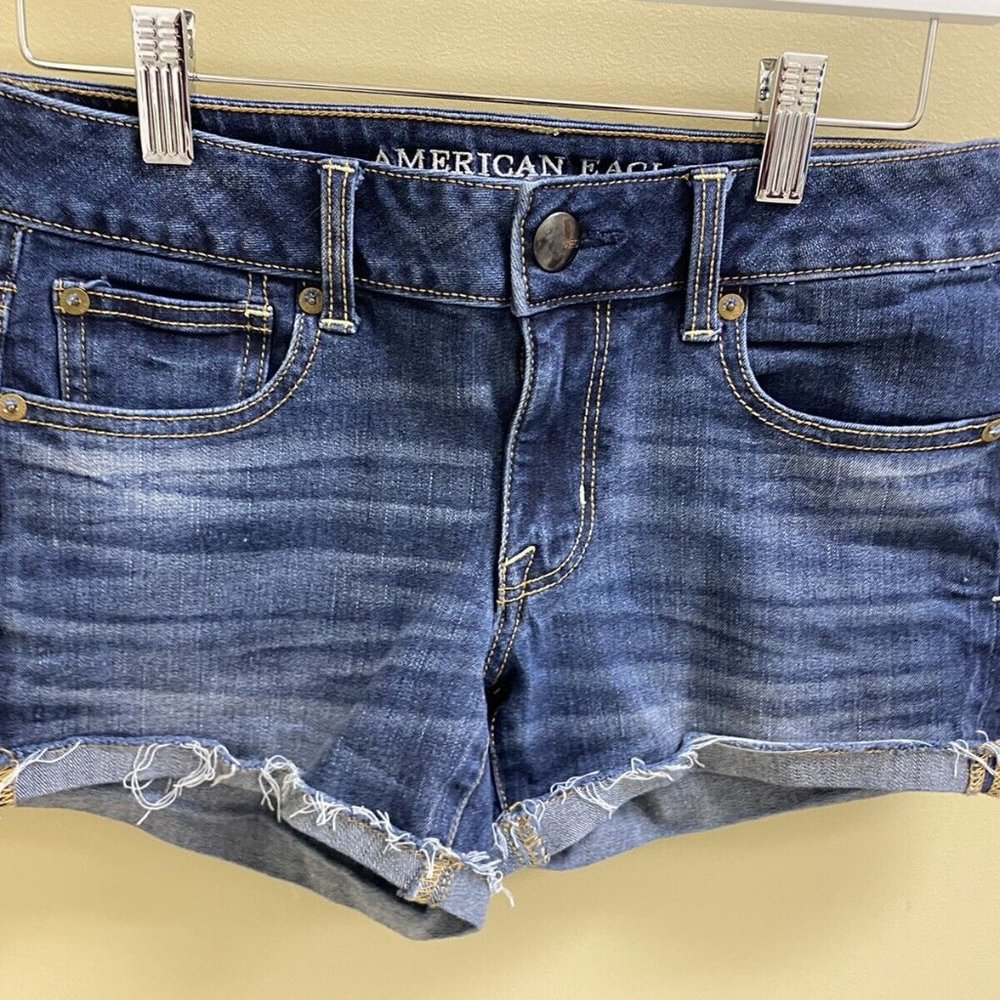 American Eagle Womens Super Stretch Jean Shorts Flip Cuffed Size 4